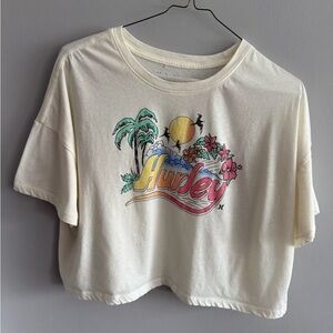 Hurley Tropical Graphic Cropped Tee Cream Size